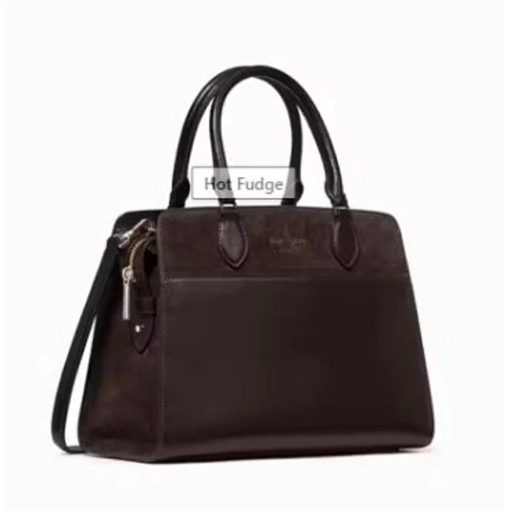 Kate Spade Womens Dark Brown Suede Madison Medium Satchel Handbag New